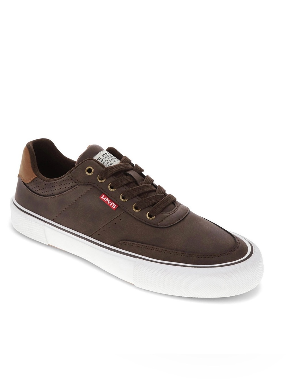 Levi's Brown Men's Low-Top Lace-Up Sneakers with White Sole